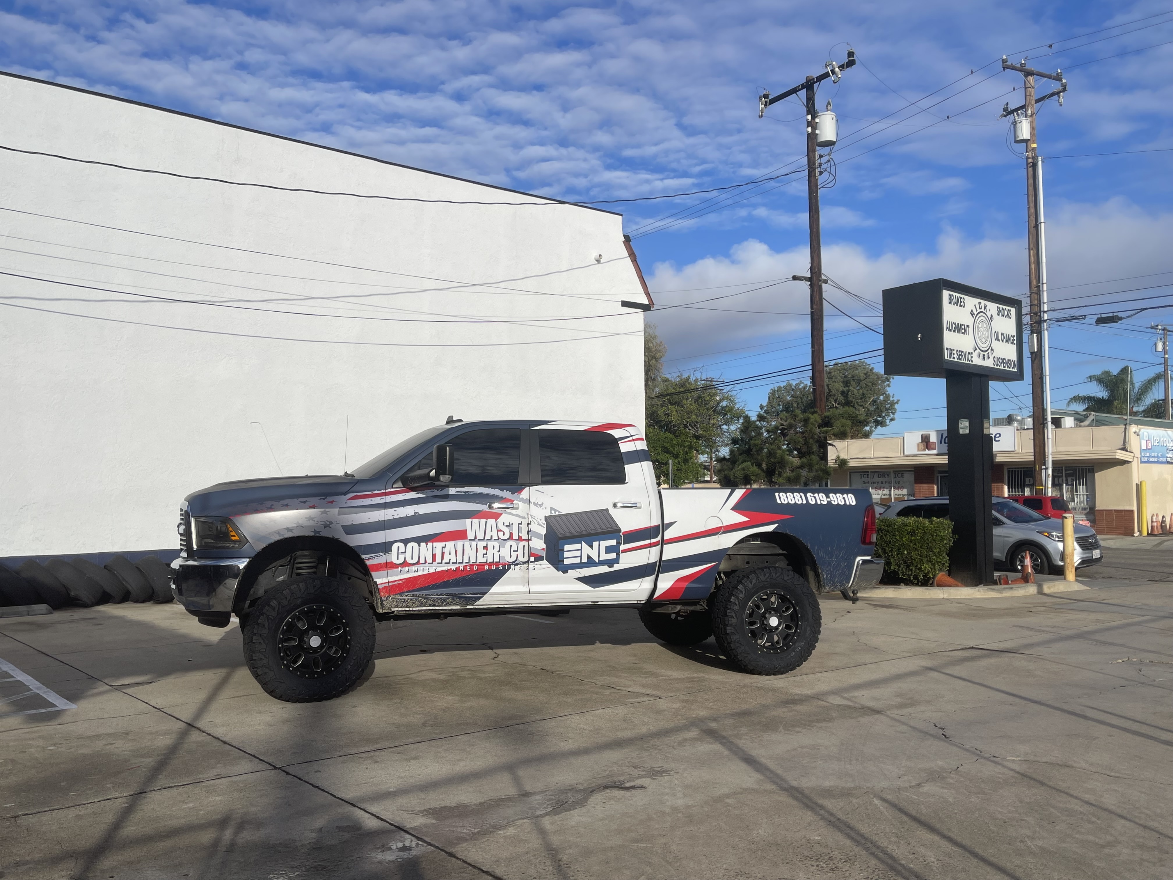 Ricks Tires logo wall: Quality Tires, Honest Service