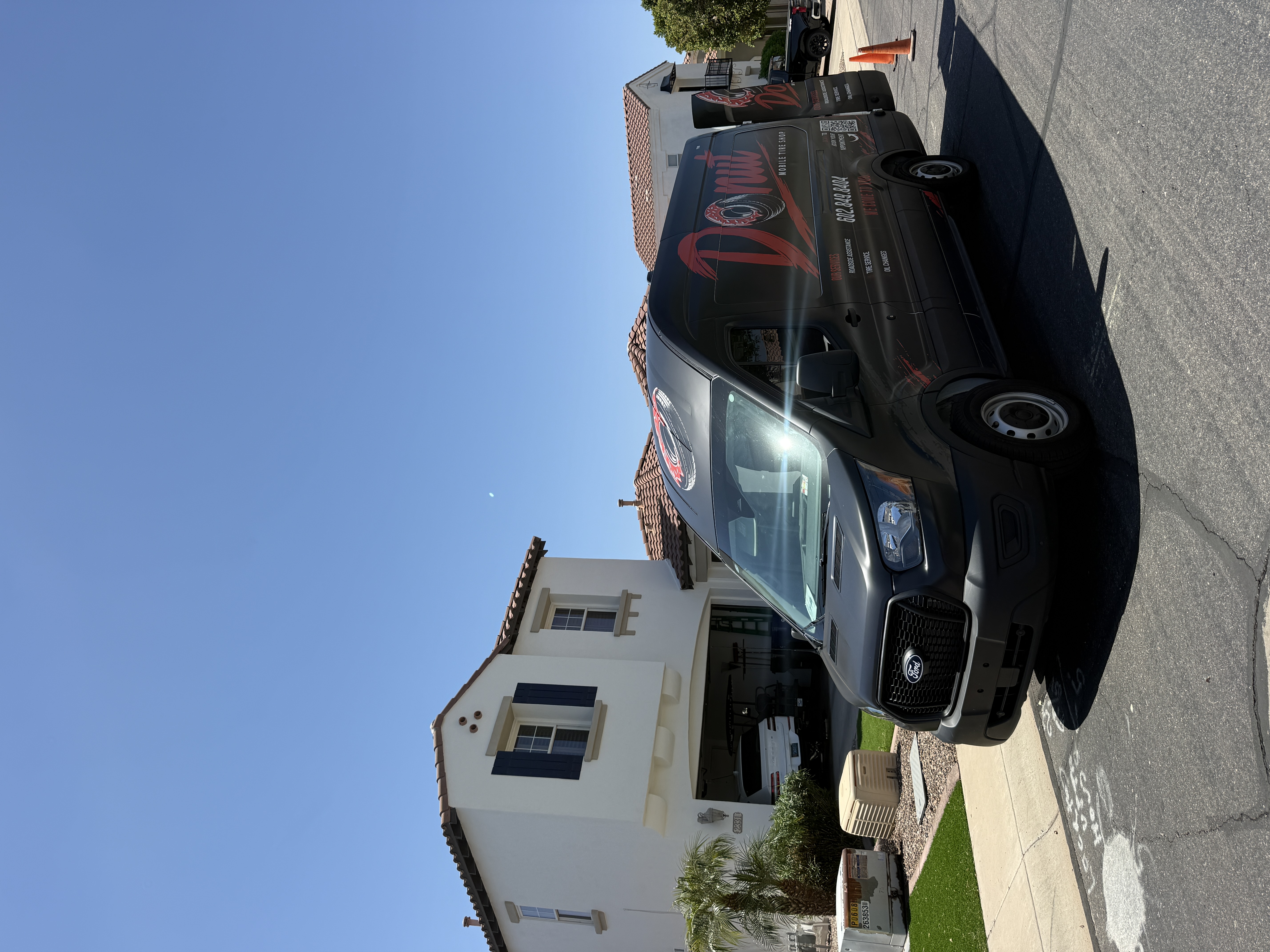 truck outside house