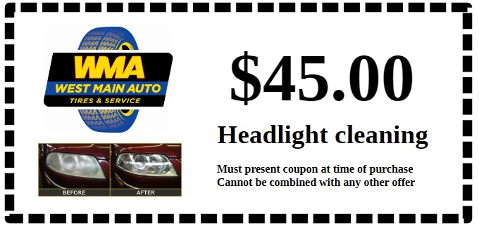 $35 off a set of 4 tires - must present at time of purchase, cannot be combined with any other offers / $10 off purchase of $50 or more - must present at time of purchase, cannot be combined with any other offers / 25% off filters (cabin, air, oil) - must present at time of purchase, cannot be combined with any other offers / $45 trip check - must present at time of purchase, cannot be combined with any other offer /  $45 headlight cleaning - must present at the time of purchase, cannot be combined with any other offers 