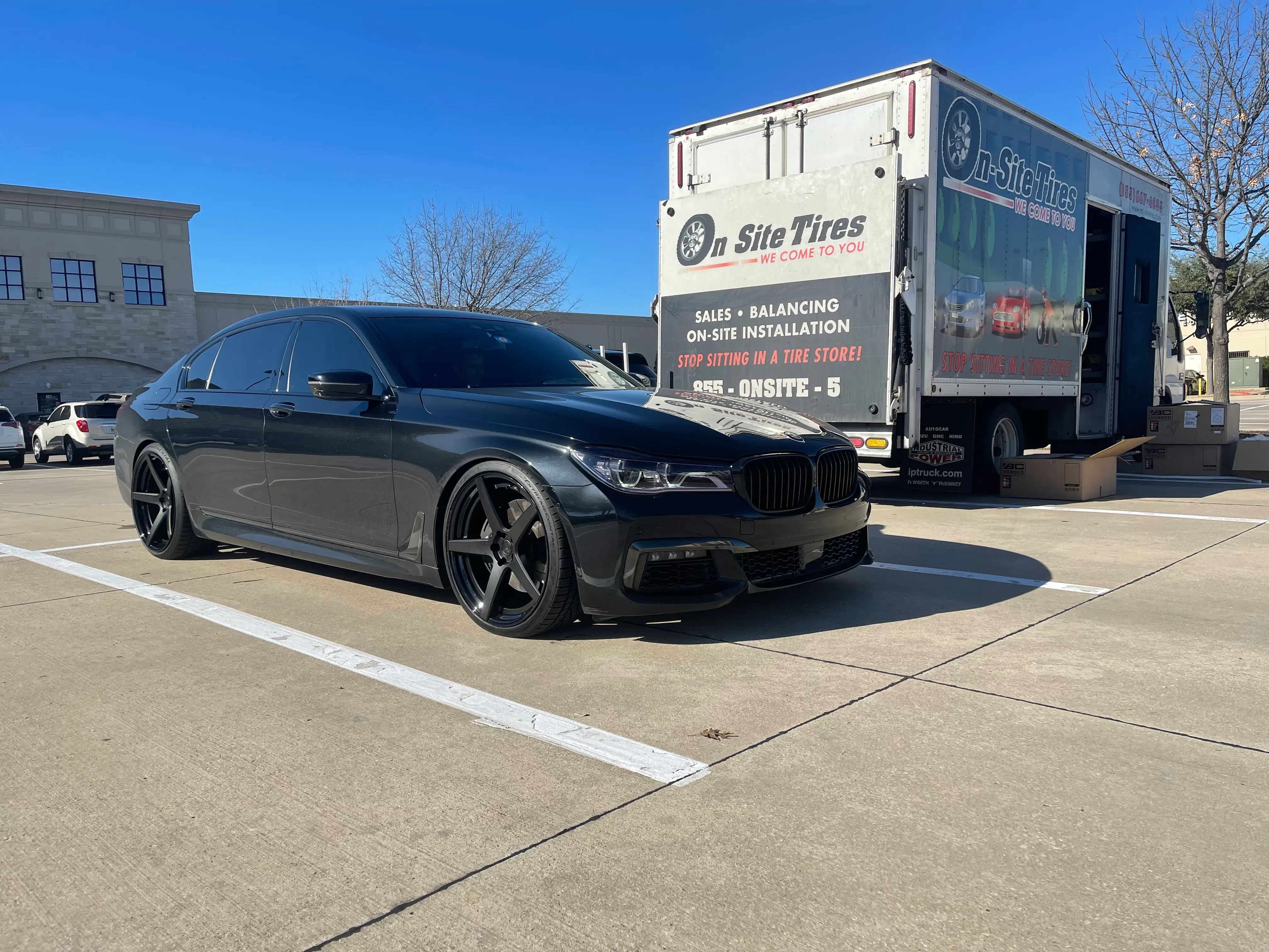Mobile tire installation in a customer driveway