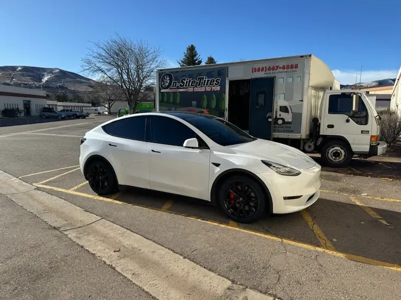 Tesla EV mobile tire service by On-Site Tires